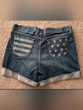 Women's USA Lucky Brand Blue Laguna Shorts W/ Stars & Stripes Pockets Sz. 10/30